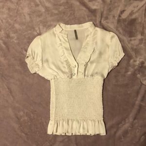 The Clothing Company Cream Blouse;Skintight Band on waist & Frill end